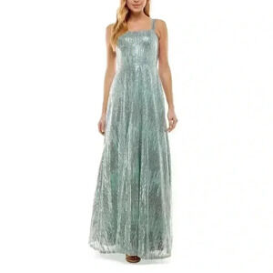 NWT TLC Say Yes To The Prom Baby Blue Sequin Floor Length Dress Gown Size 7